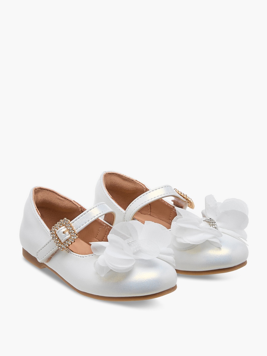 Bow Accent Ballerina Shoes with Hook and Loop Closure
