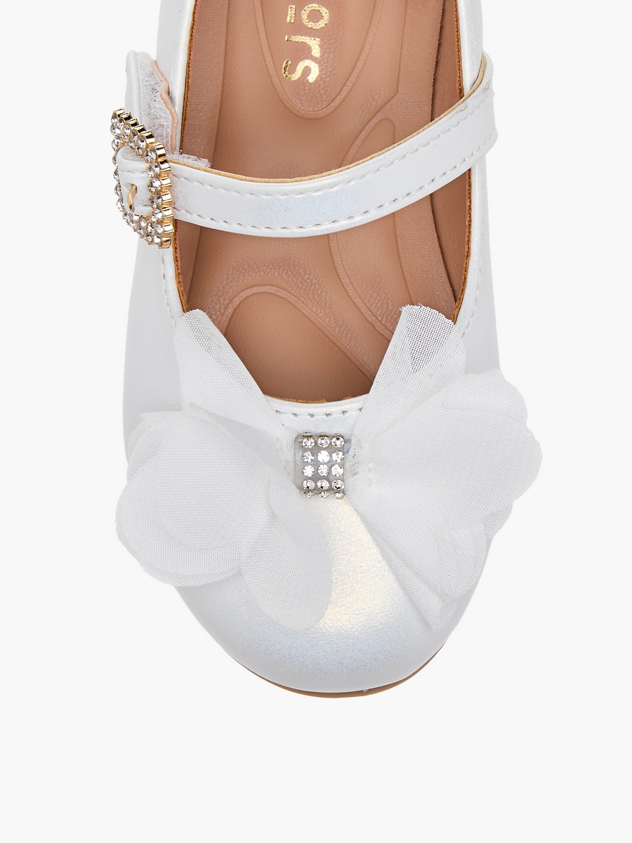 Bow Accent Ballerina Shoes with Hook and Loop Closure