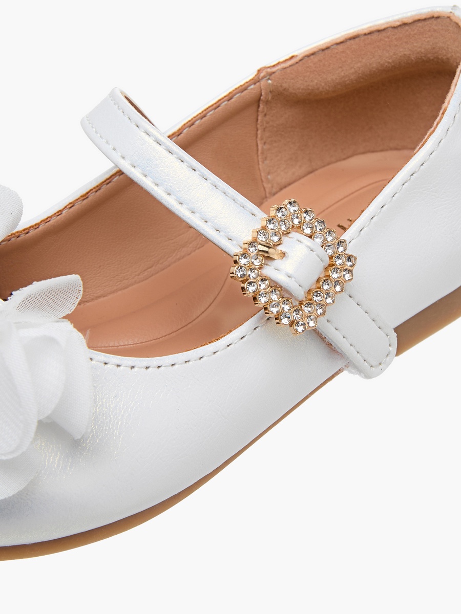 Bow Accent Ballerina Shoes with Hook and Loop Closure