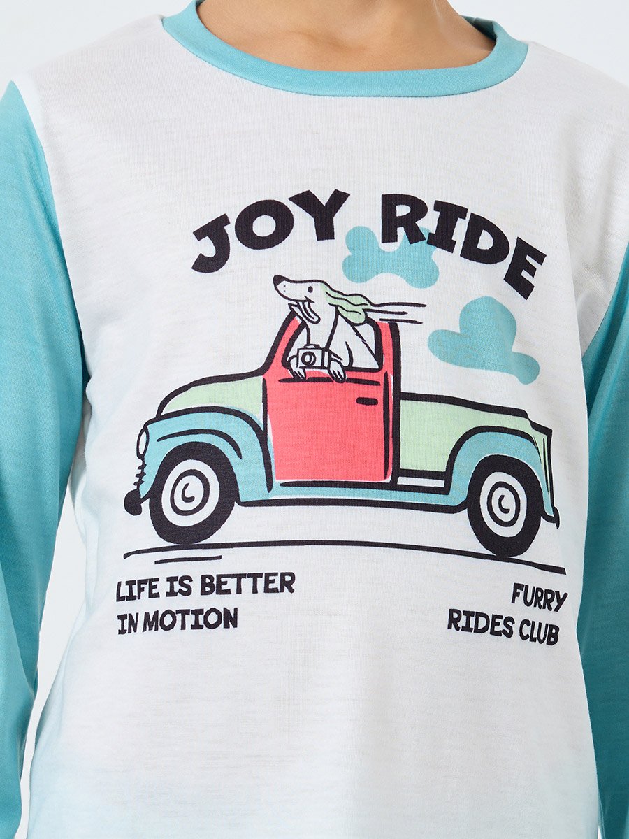 Green Graphic Print Long Sleeve T-Shirt and Pyjama Set