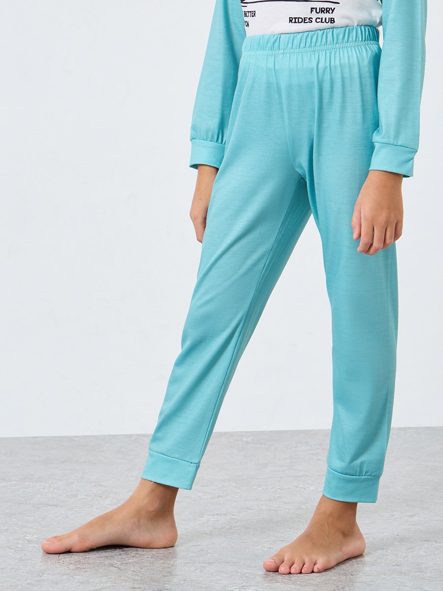 Green Graphic Print Long Sleeve T-Shirt and Pyjama Set