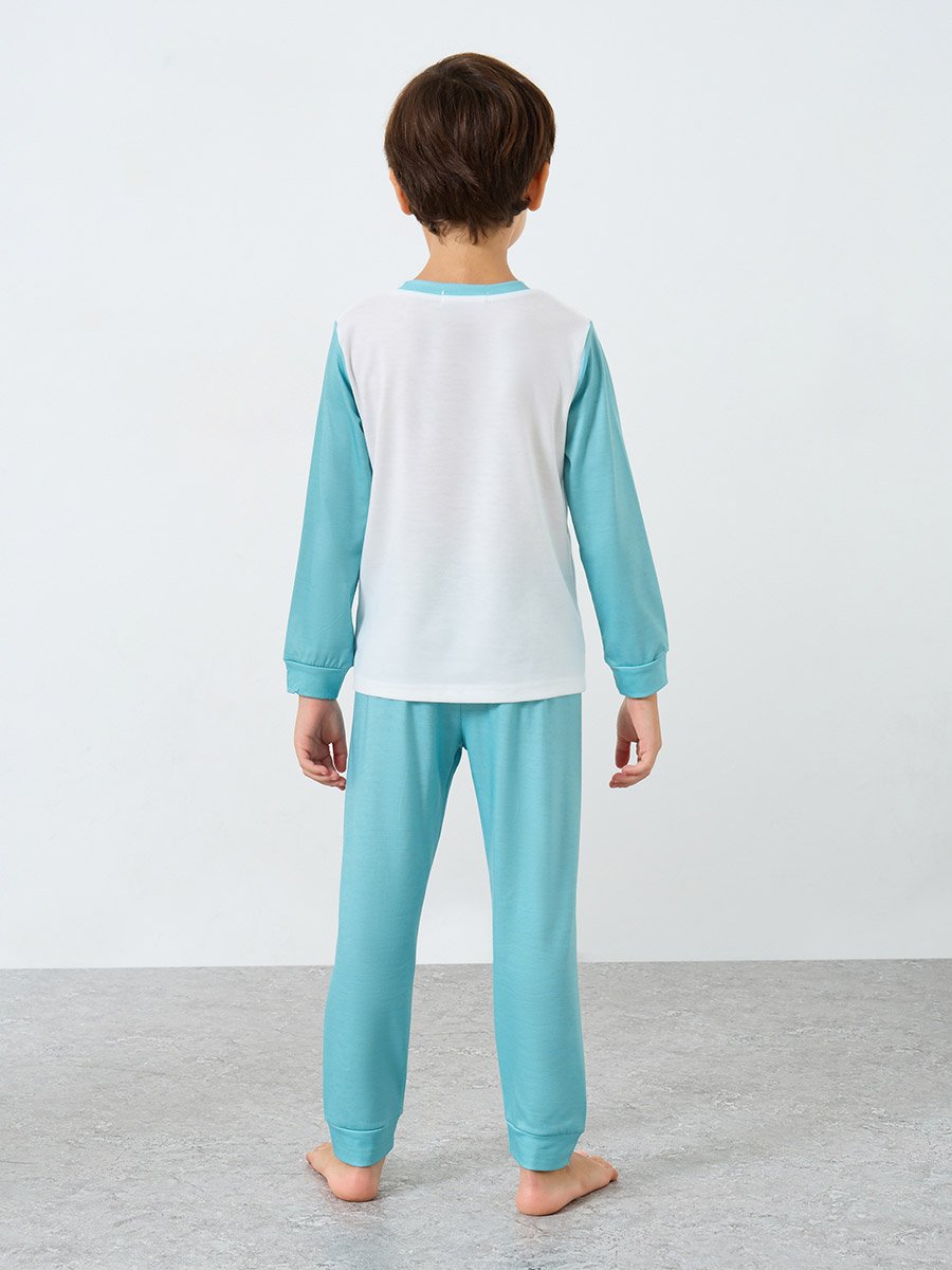Green Graphic Print Long Sleeve T-Shirt and Pyjama Set