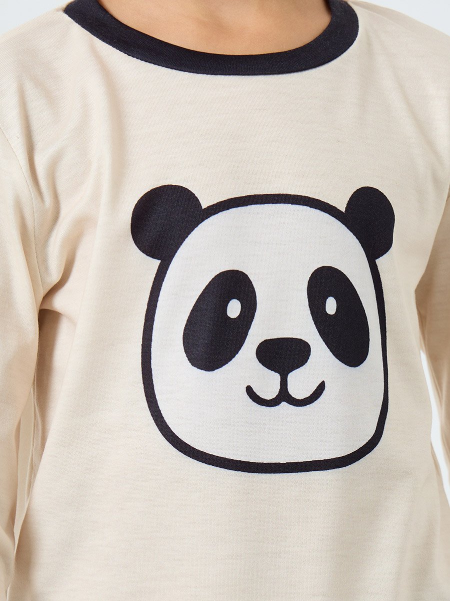 Panda Printed Long Sleeve T-Shirt and Pyjama Set