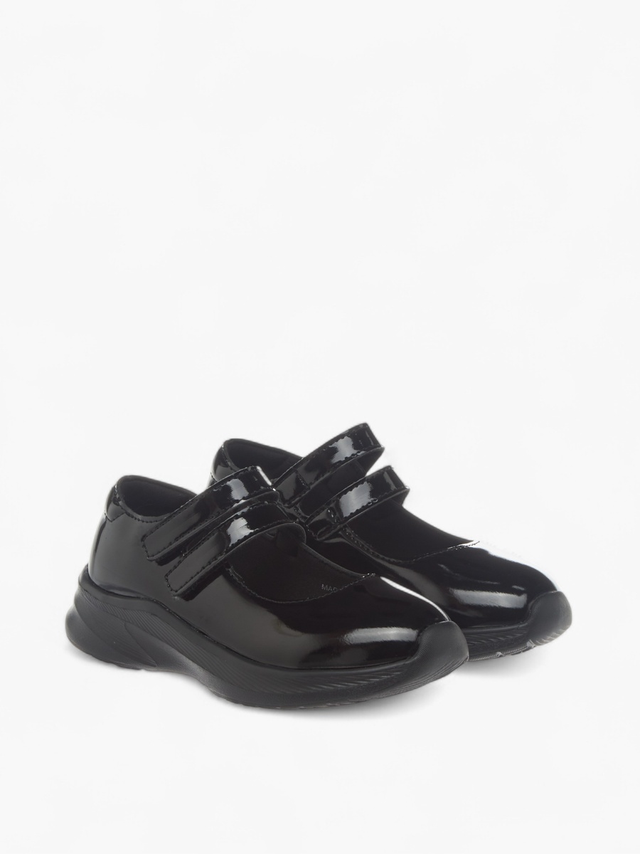 Solid Mary Jane School Shoes with Hook and Loop Closure