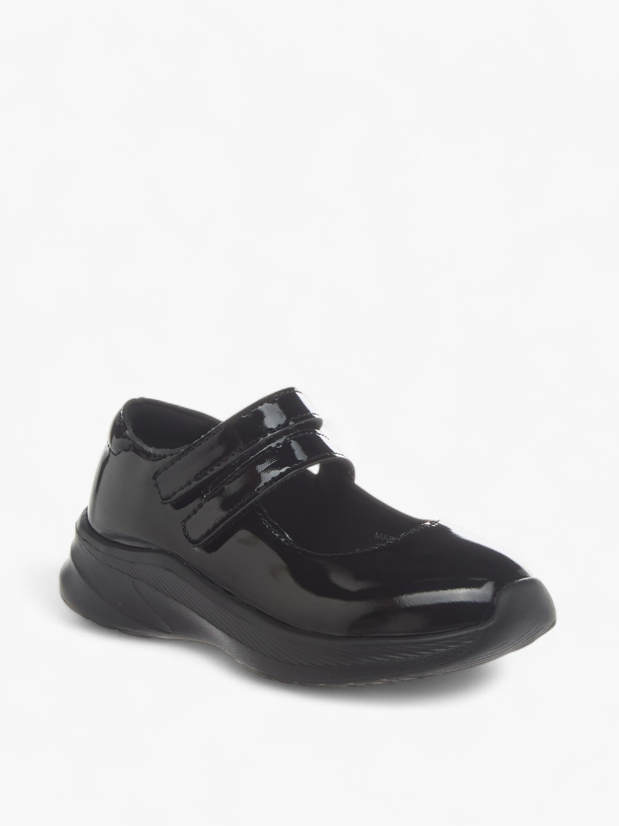 Solid Mary Jane School Shoes with Hook and Loop Closure