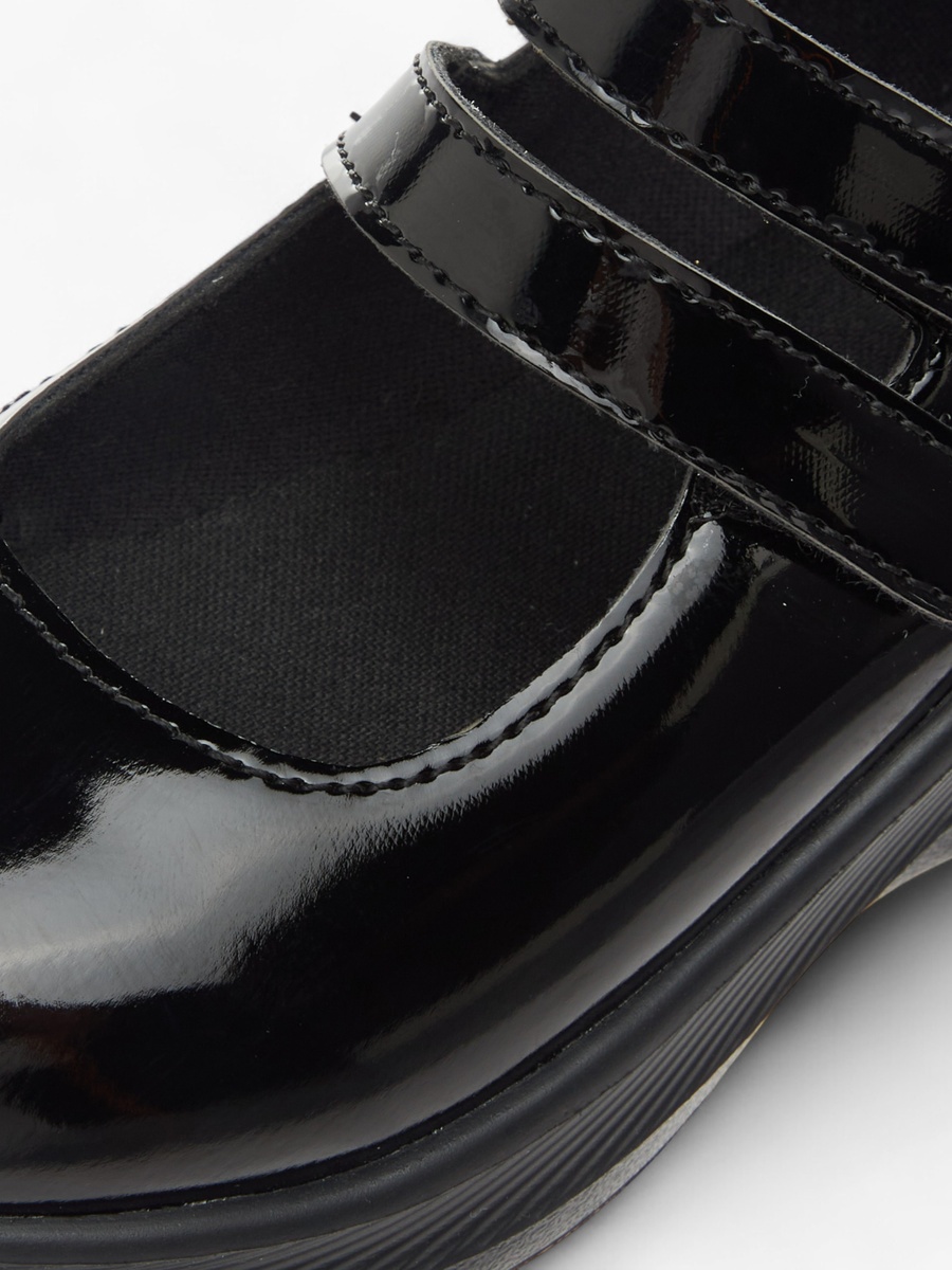 Solid Mary Jane School Shoes with Hook and Loop Closure
