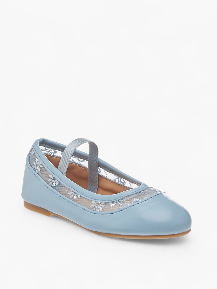 Embroidered Ballerina Shoes with Elasticated Strap