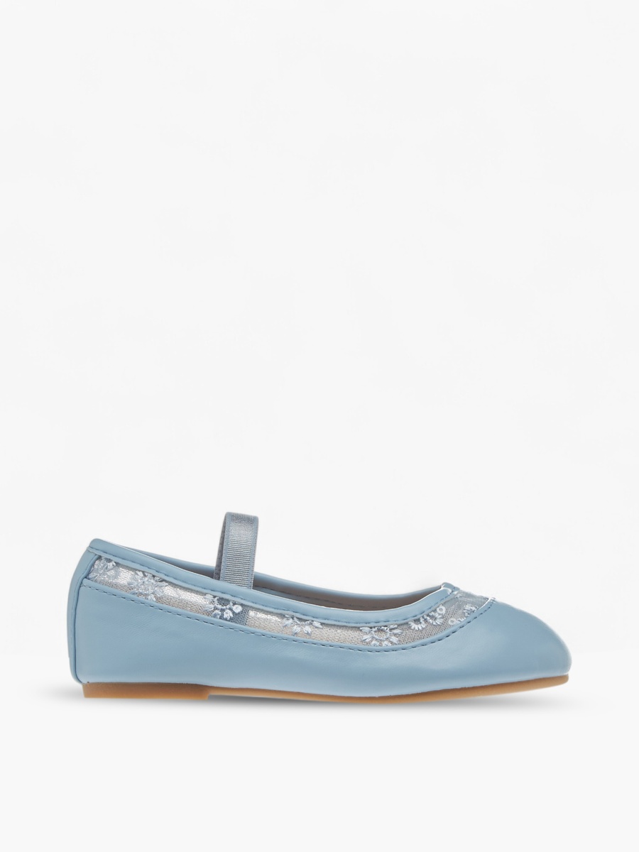 Embroidered Ballerina Shoes with Elasticated Strap