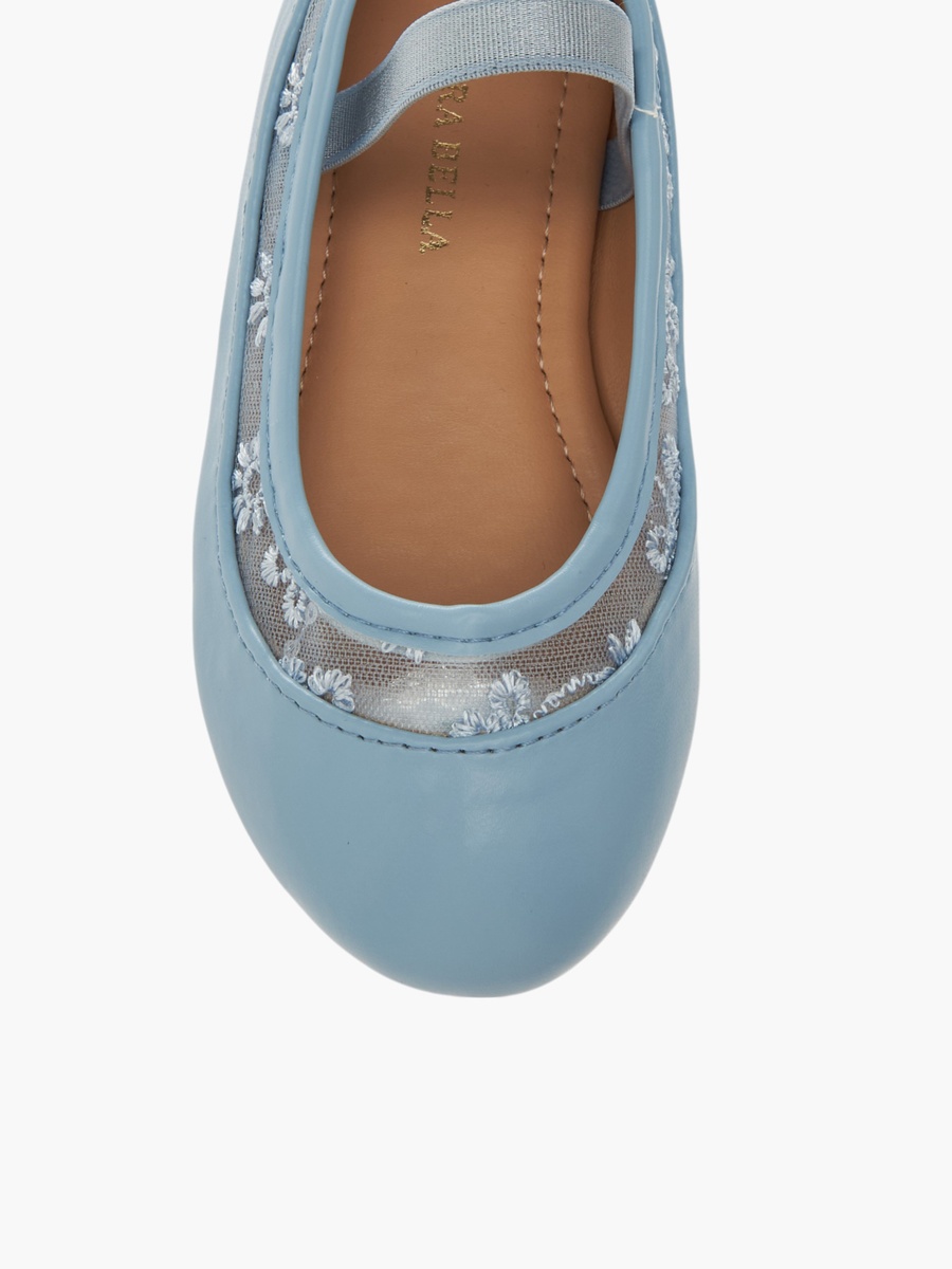 Embroidered Ballerina Shoes with Elasticated Strap