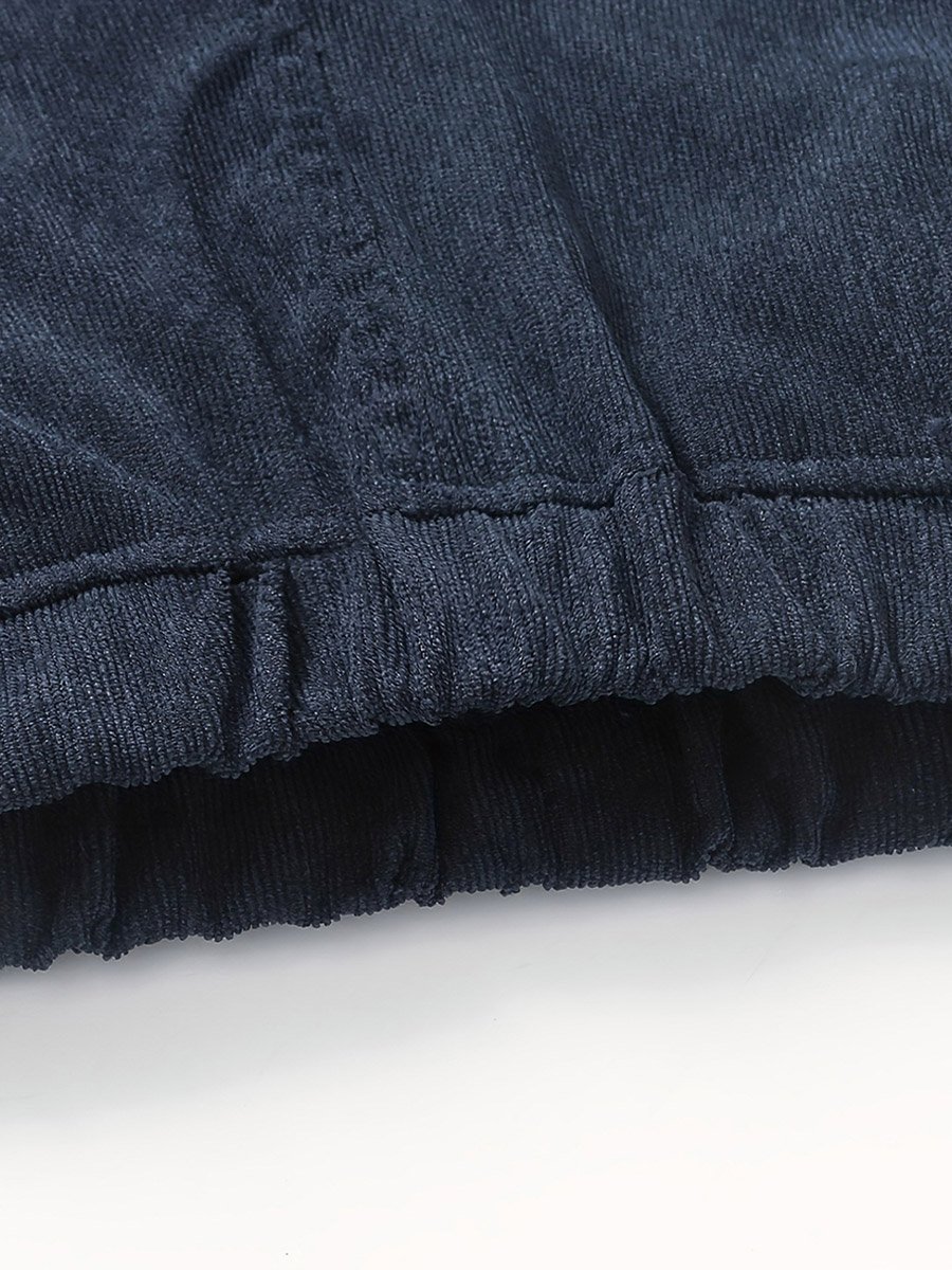 Boys Navy Solid Corduroy Pants