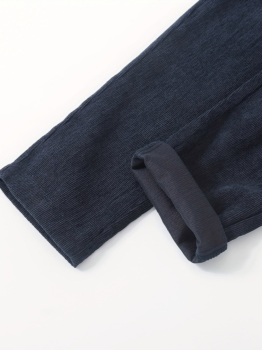 Boys Navy Solid Corduroy Pants