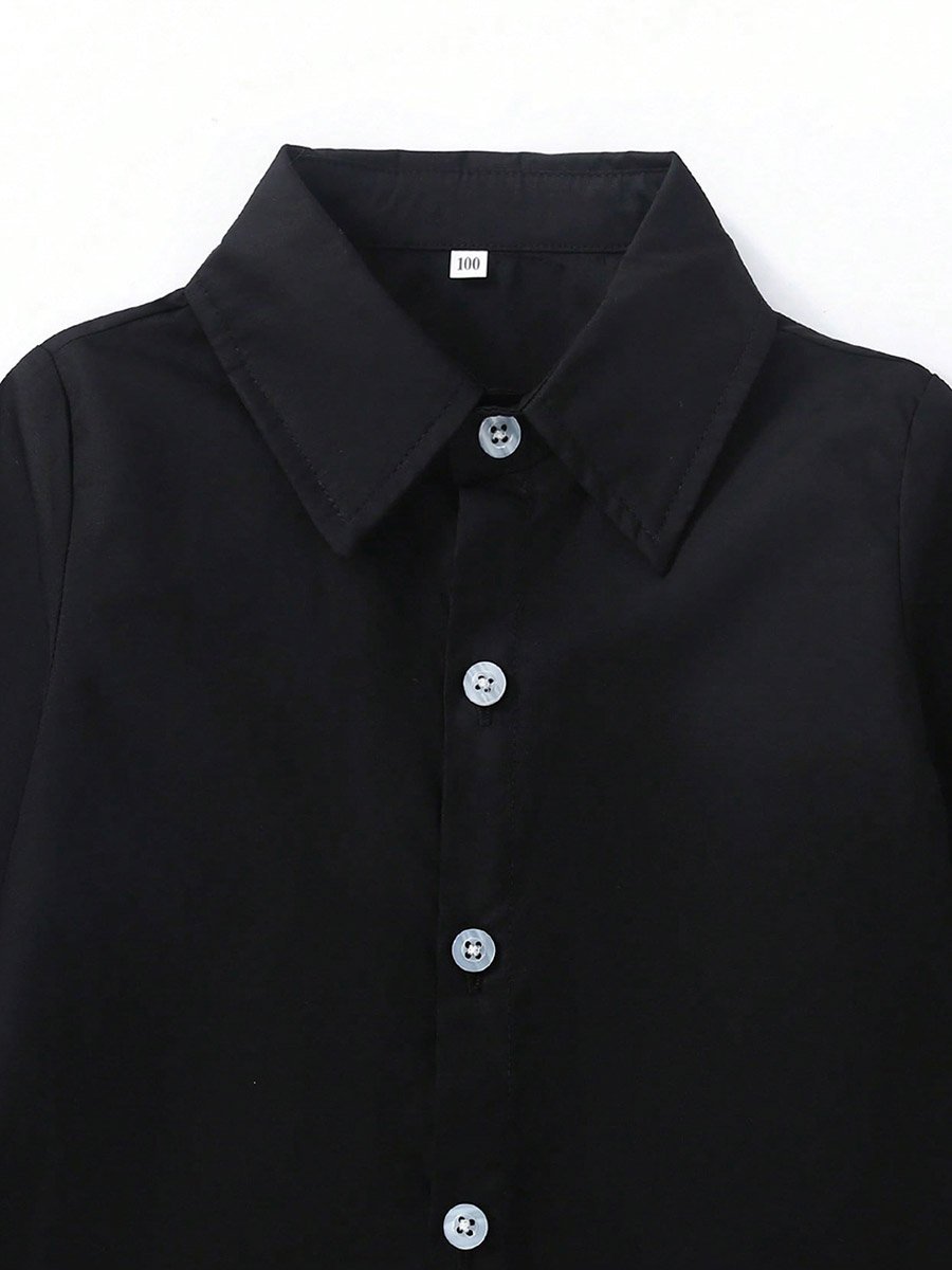 Boys Solid Shirt and Houndstooth Pants Set