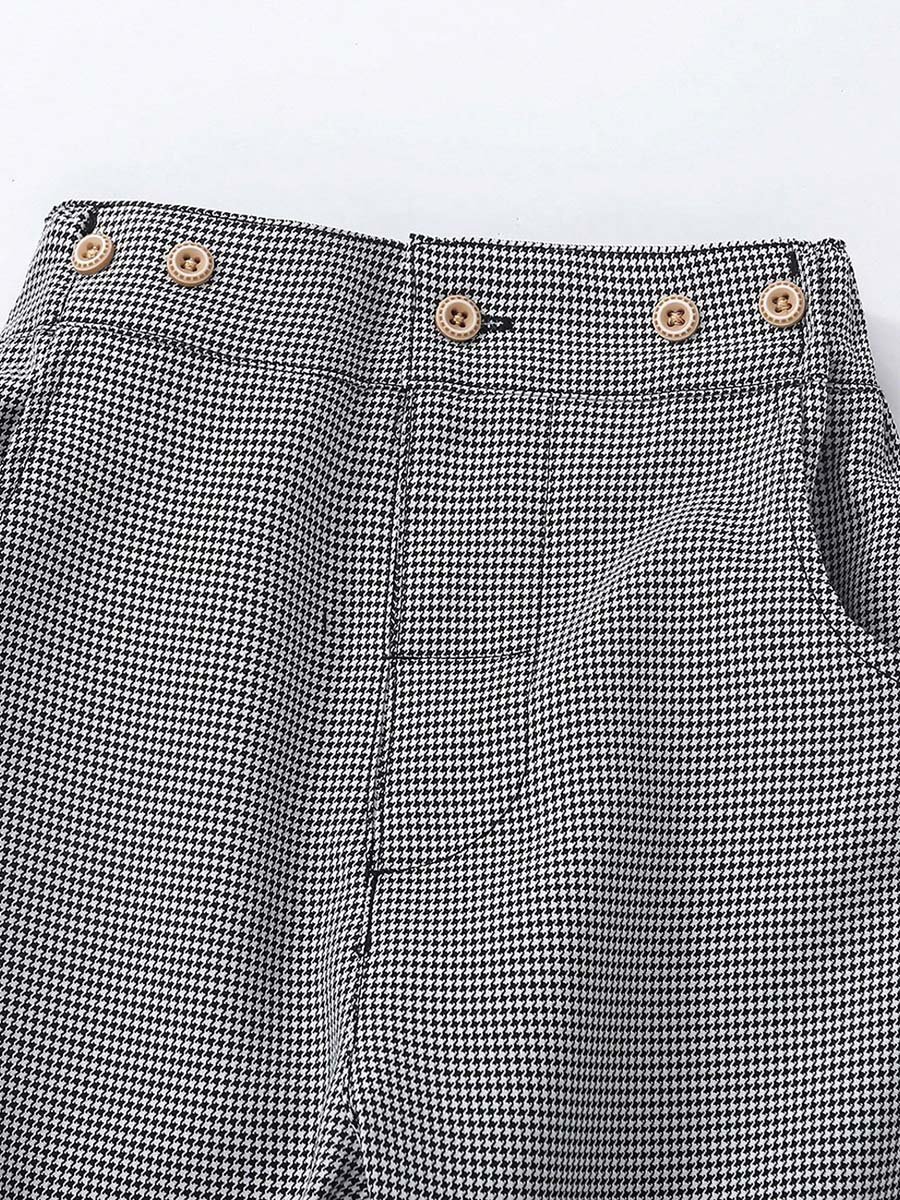 Boys Solid Shirt and Houndstooth Pants Set