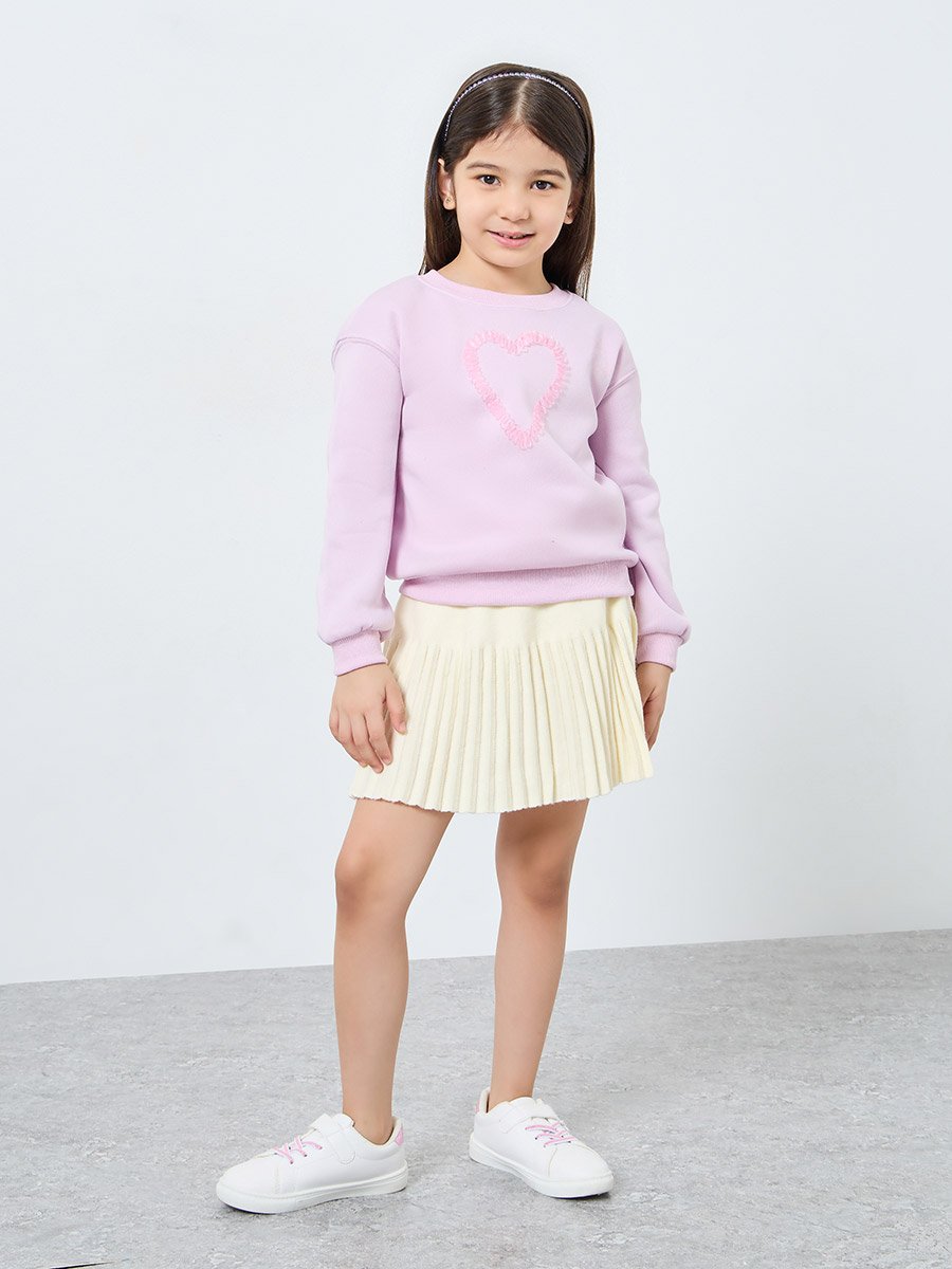 Girls Lilac Heart Ruffle Detail Sweatshirt