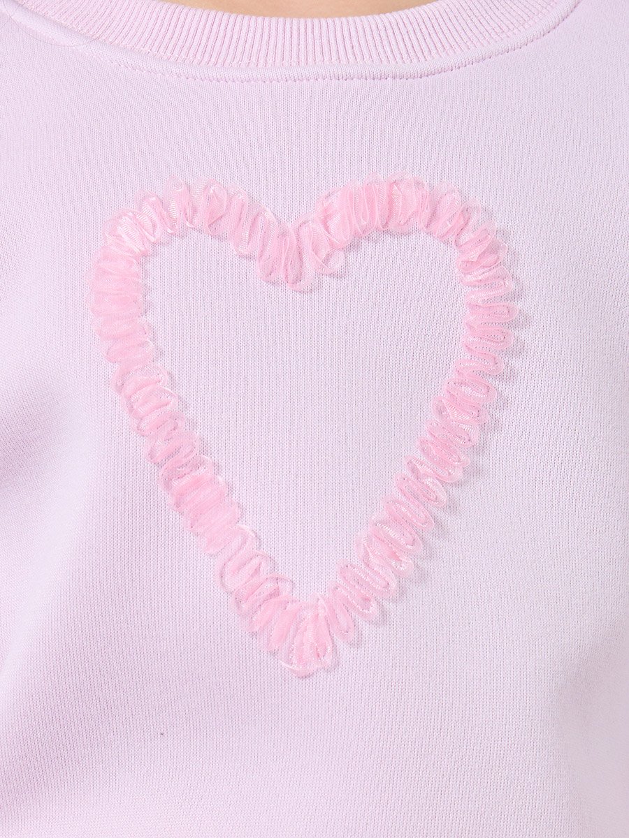 Girls Lilac Heart Ruffle Detail Sweatshirt