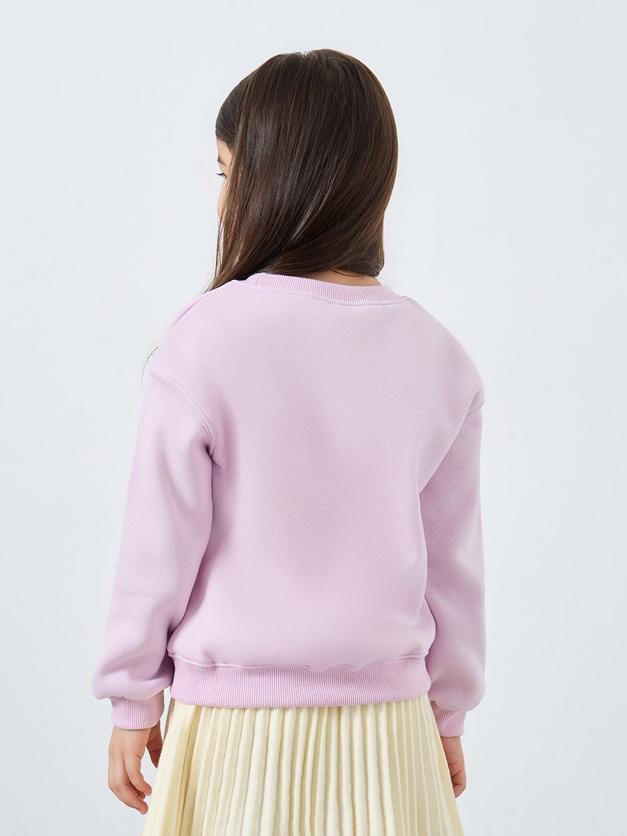 Girls Lilac Heart Ruffle Detail Sweatshirt
