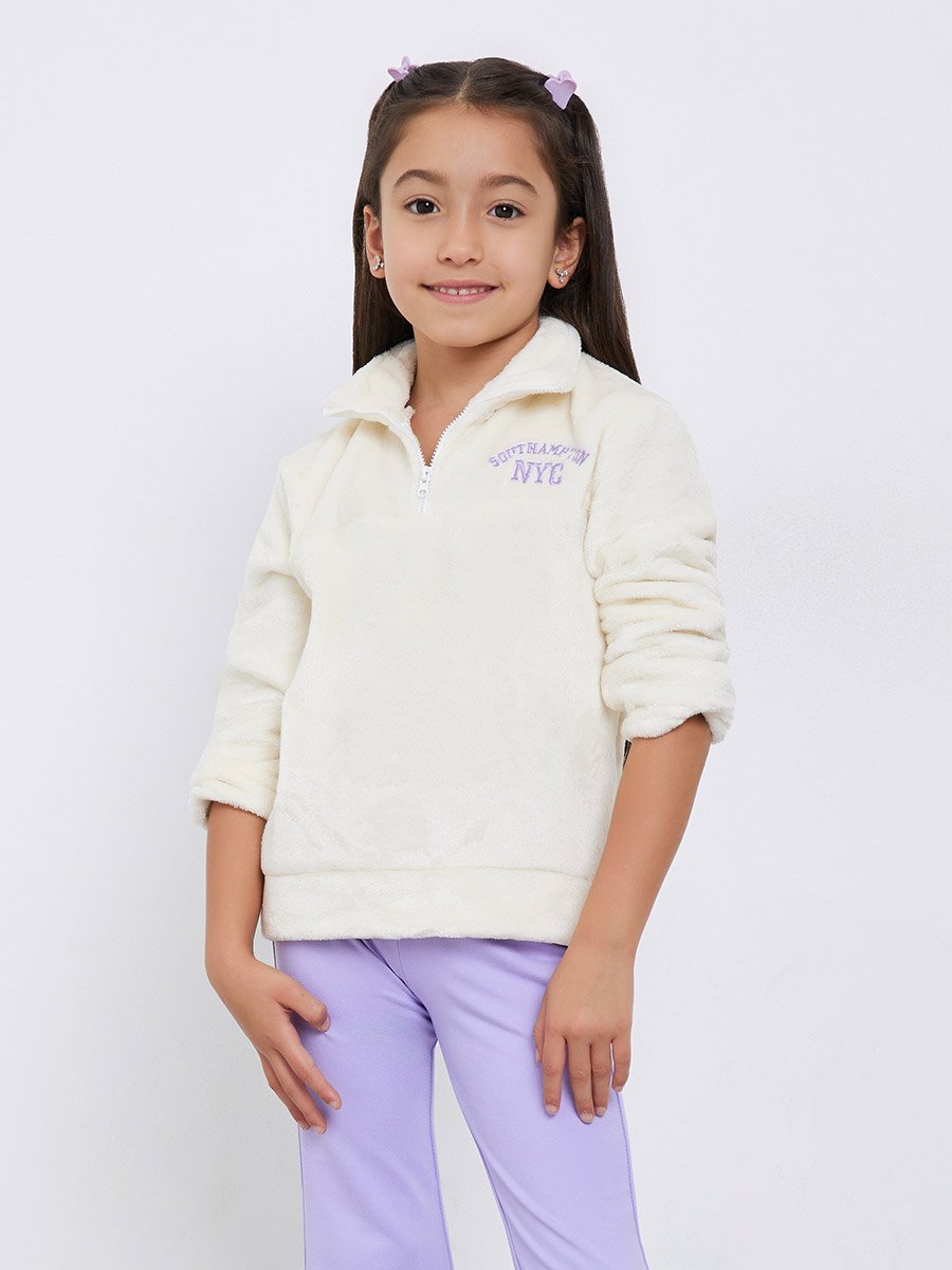 Girls Faux Fur Sweatshirt and Flared Leggings Set