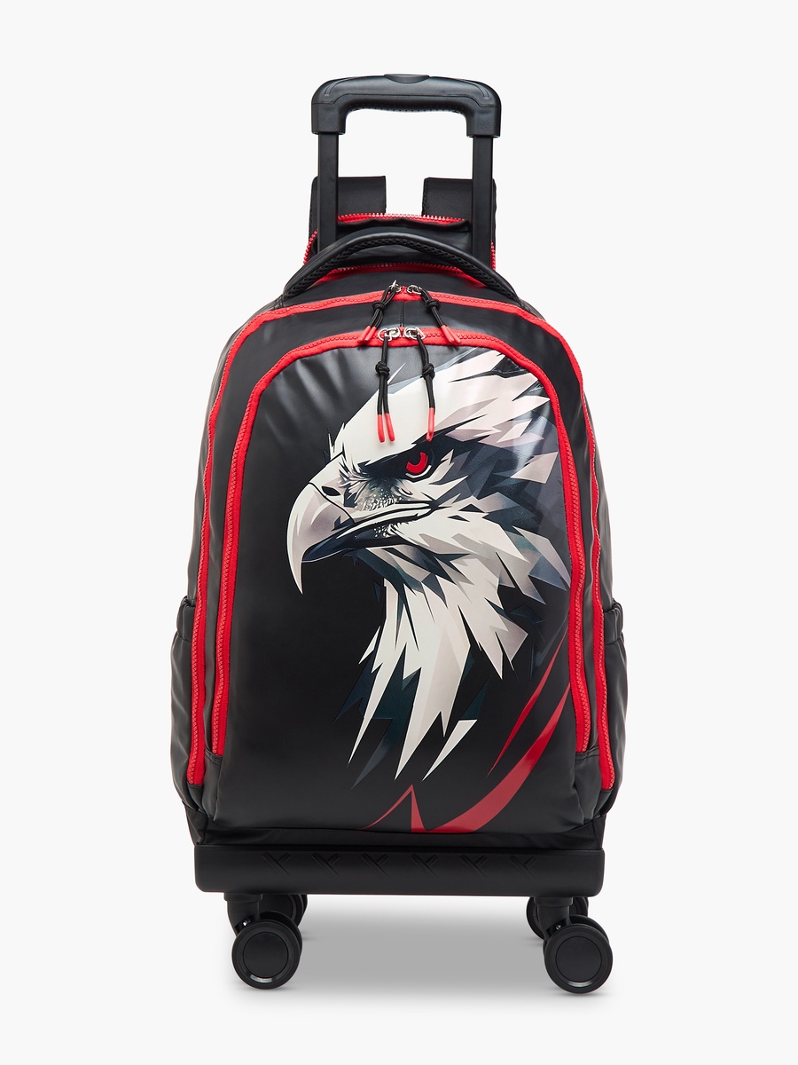 Eagle Print Trolley Backpack with Retractable Handle - 20 inches