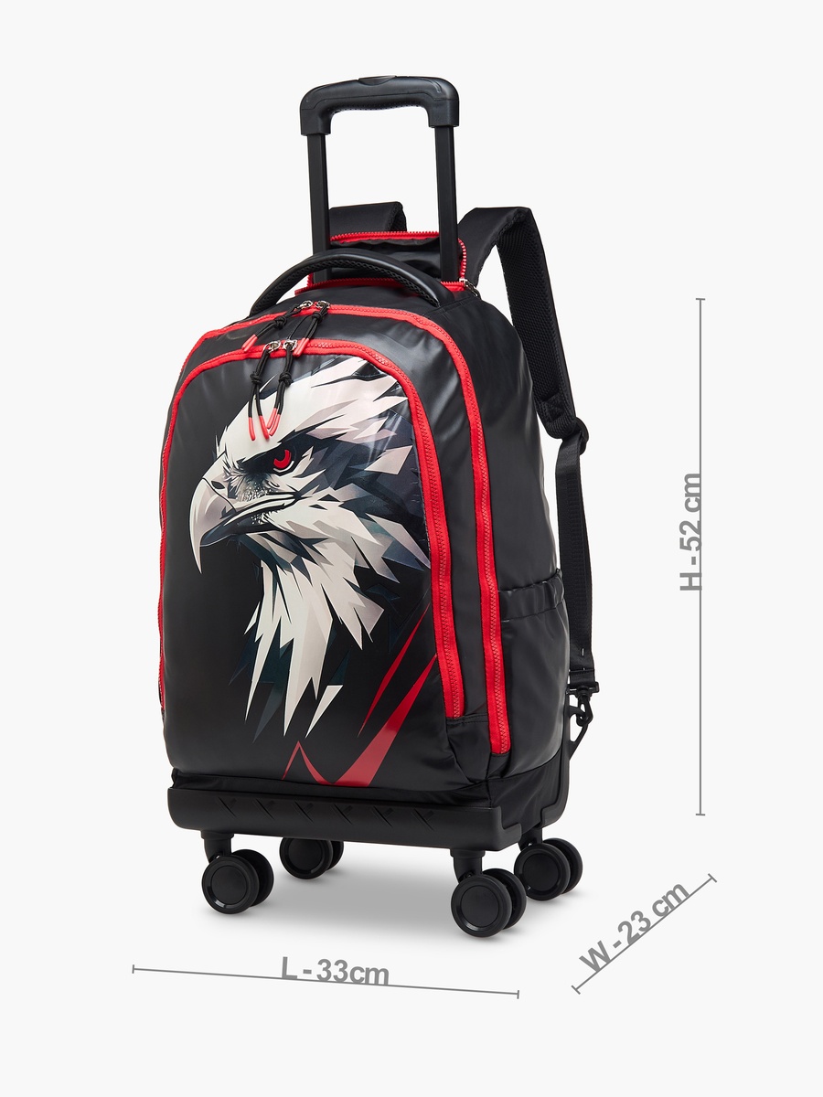 Eagle Print Trolley Backpack with Retractable Handle - 20 inches