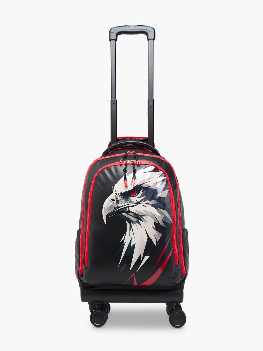 Eagle Print Trolley Backpack with Retractable Handle - 20 inches