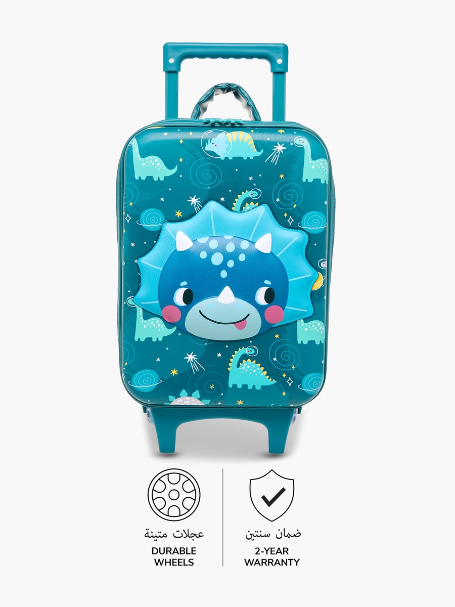 Baby Dinosaur Print Trolley Bag with Retractable Handle - 14 inches