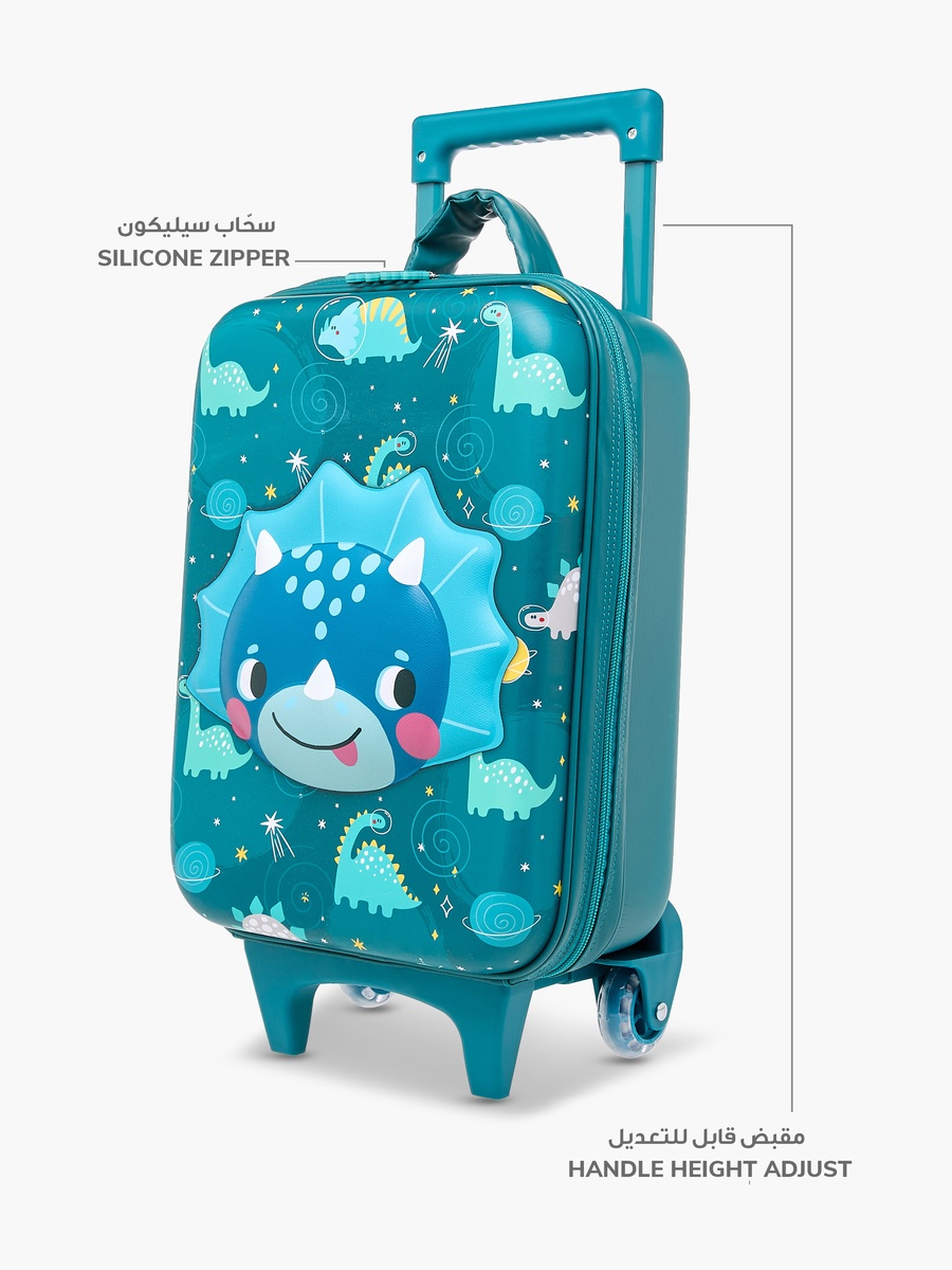 Baby Dinosaur Print Trolley Bag with Retractable Handle - 14 inches