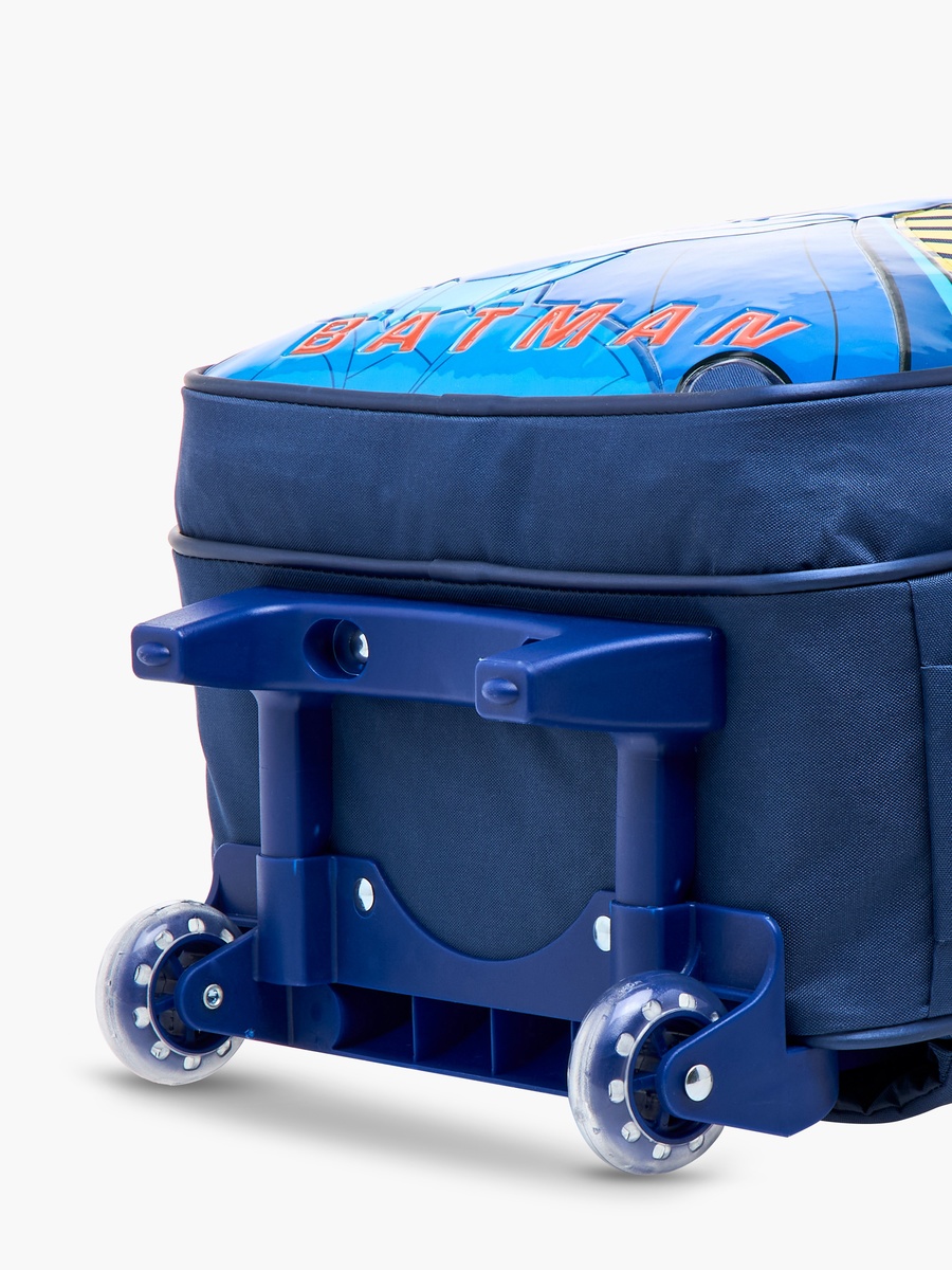Batman Print Trolley Backpack with Retractable Handle and Zip Closure - 16 Inches