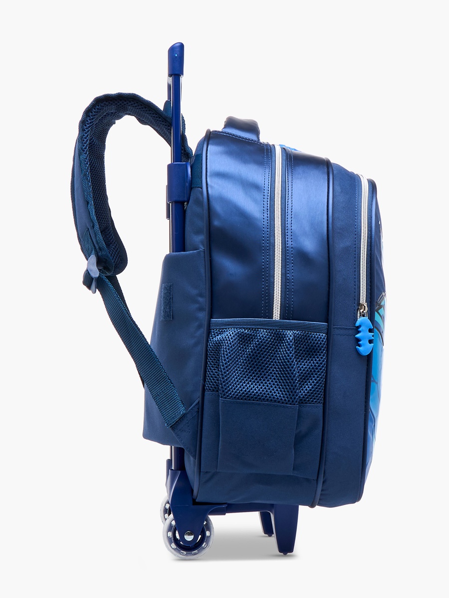 Batman Print Trolley Backpack with Retractable Handle and Zip Closure - 16 Inches