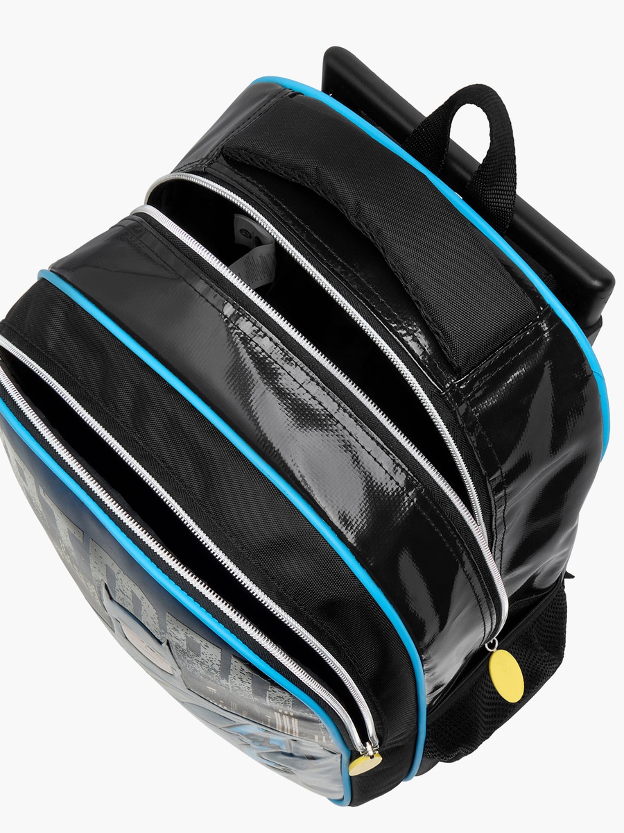Batman Print Trolley Backpack with Retractable Handle and Zip Closure - 16 Inches