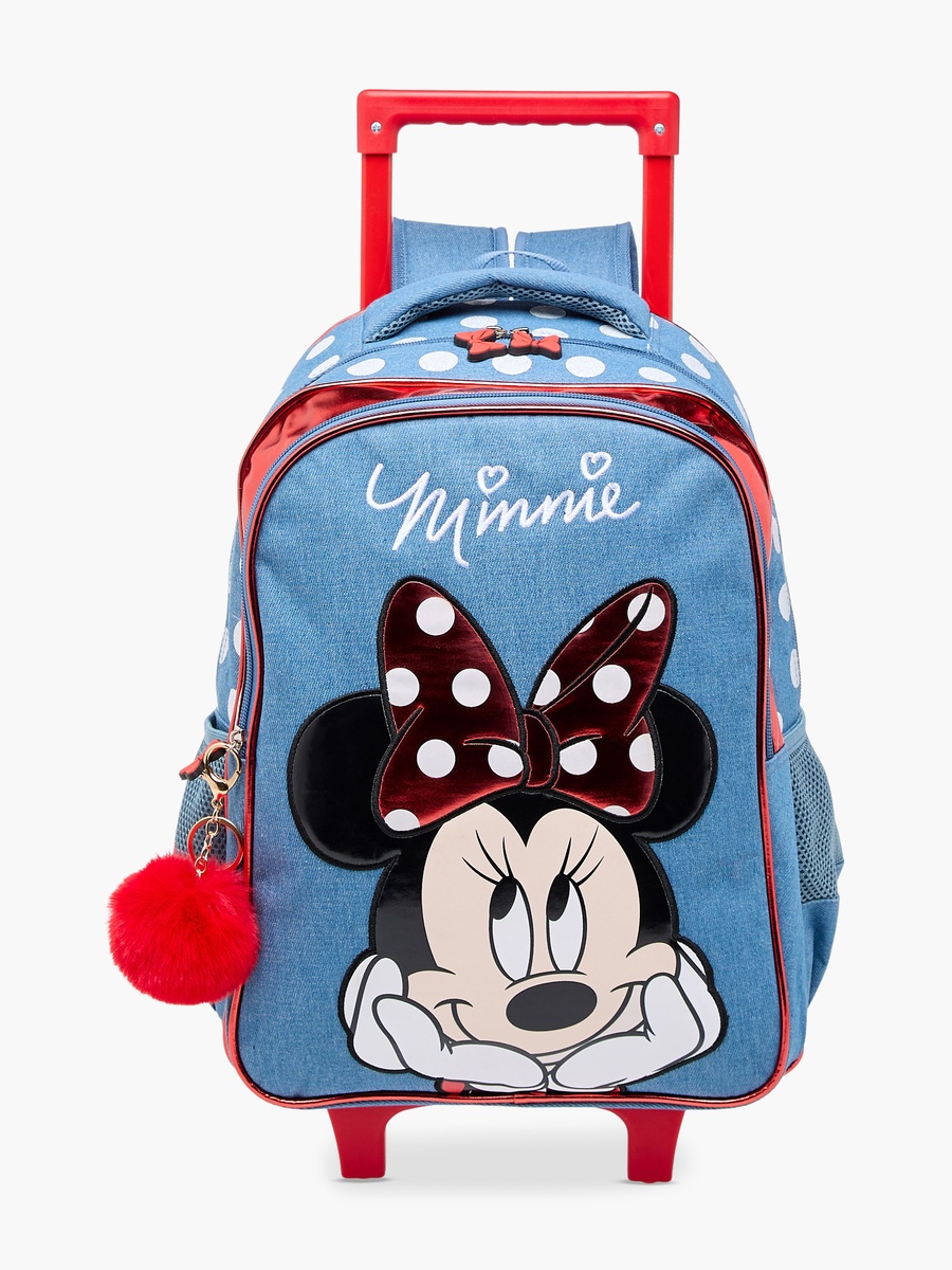 Minnie Mouse Print Trolley Backpack with Retractable Handle - 16