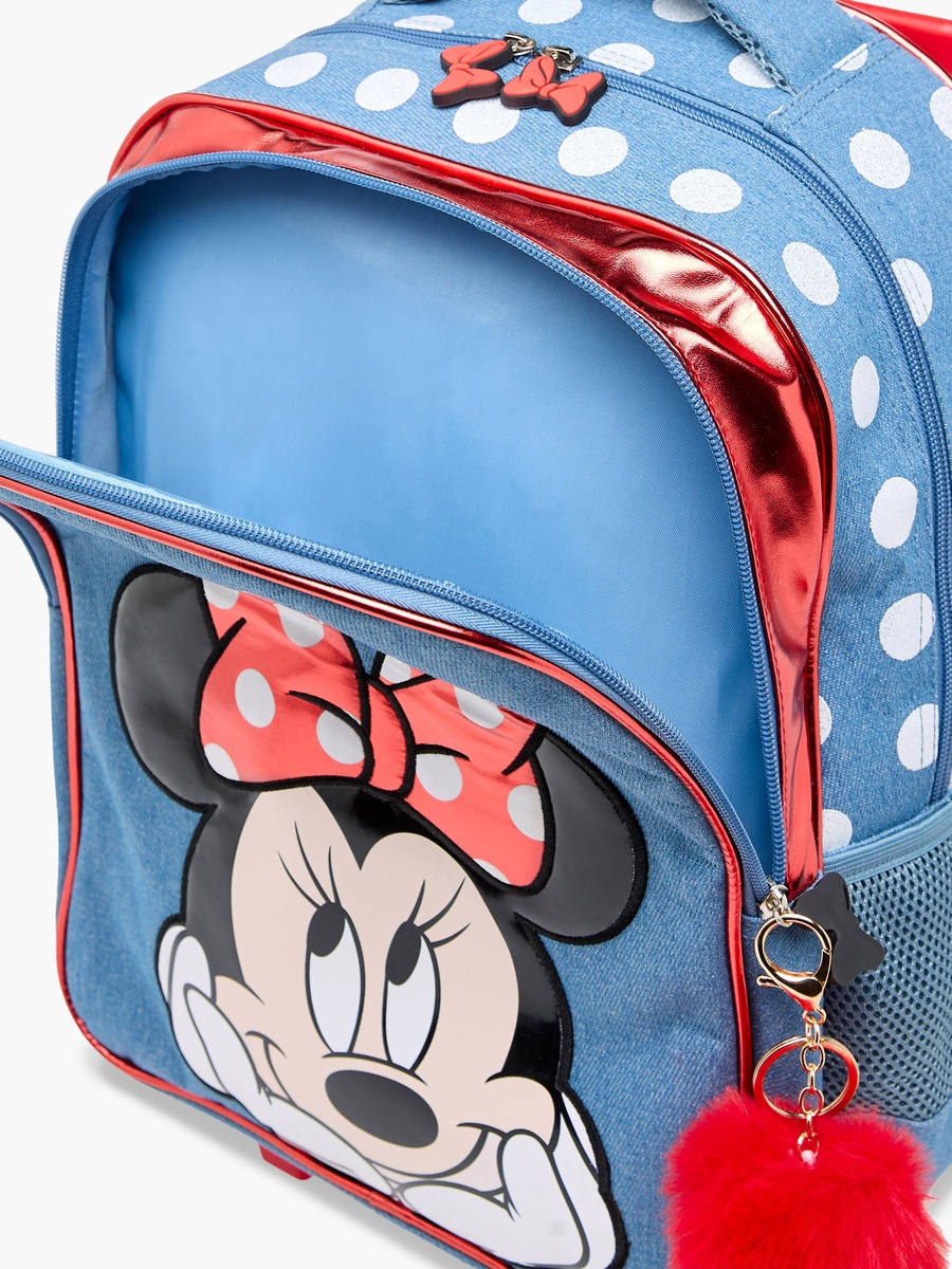 Minnie Mouse Print Trolley Backpack with Retractable Handle - 16