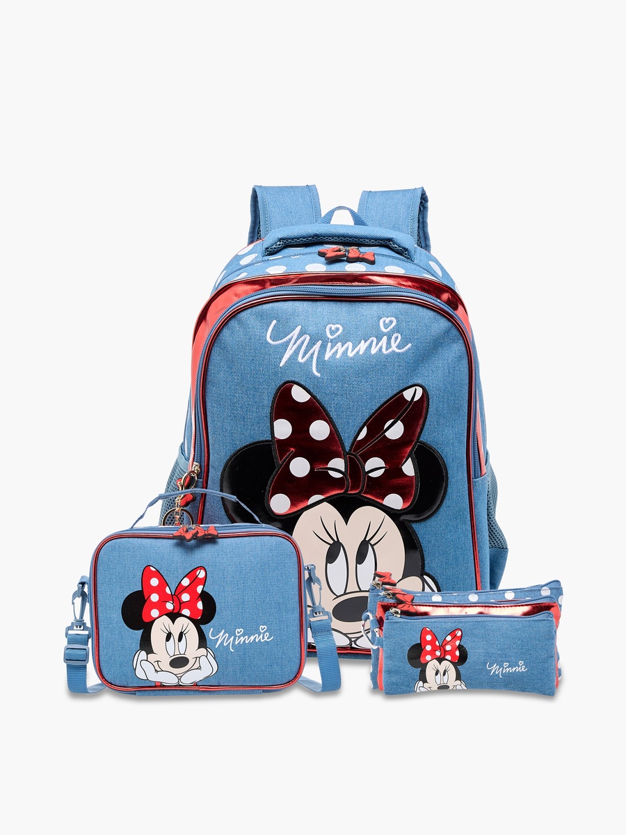 Minnie Mouse Print Trolley Backpack with Retractable Handle - 16