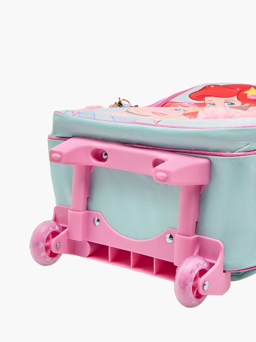 Princess Print Trolley Backpack with Retractable Handle and Zip Closure - 16 inches
