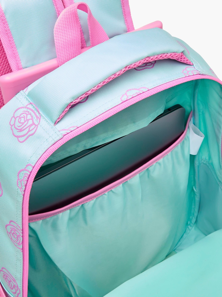 Princess Print Trolley Backpack with Retractable Handle and Zip Closure - 16 inches