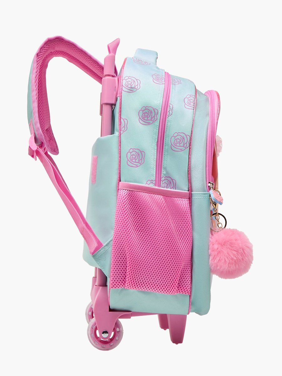 Princess Print Trolley Backpack with Retractable Handle and Zip Closure - 16 inches