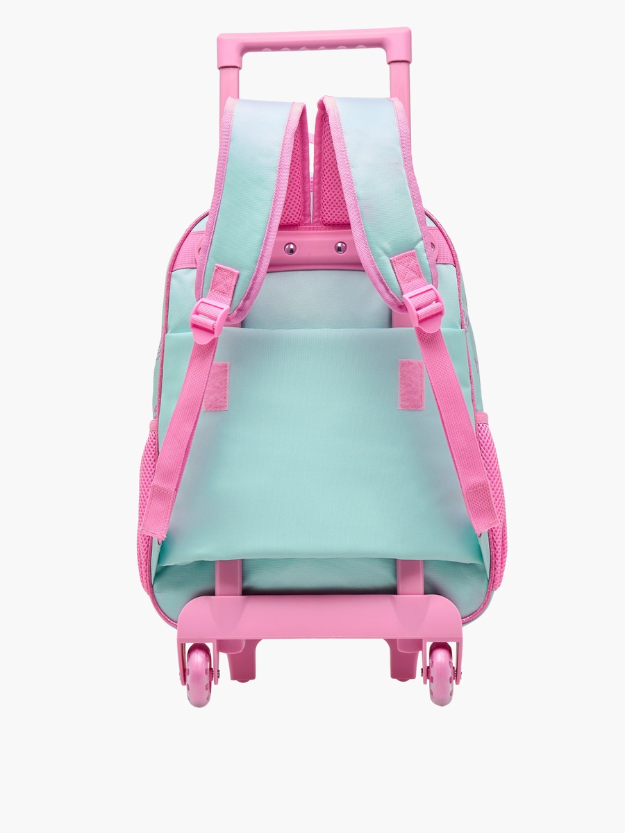 Princess Print Trolley Backpack with Retractable Handle and Zip Closure - 16 inches