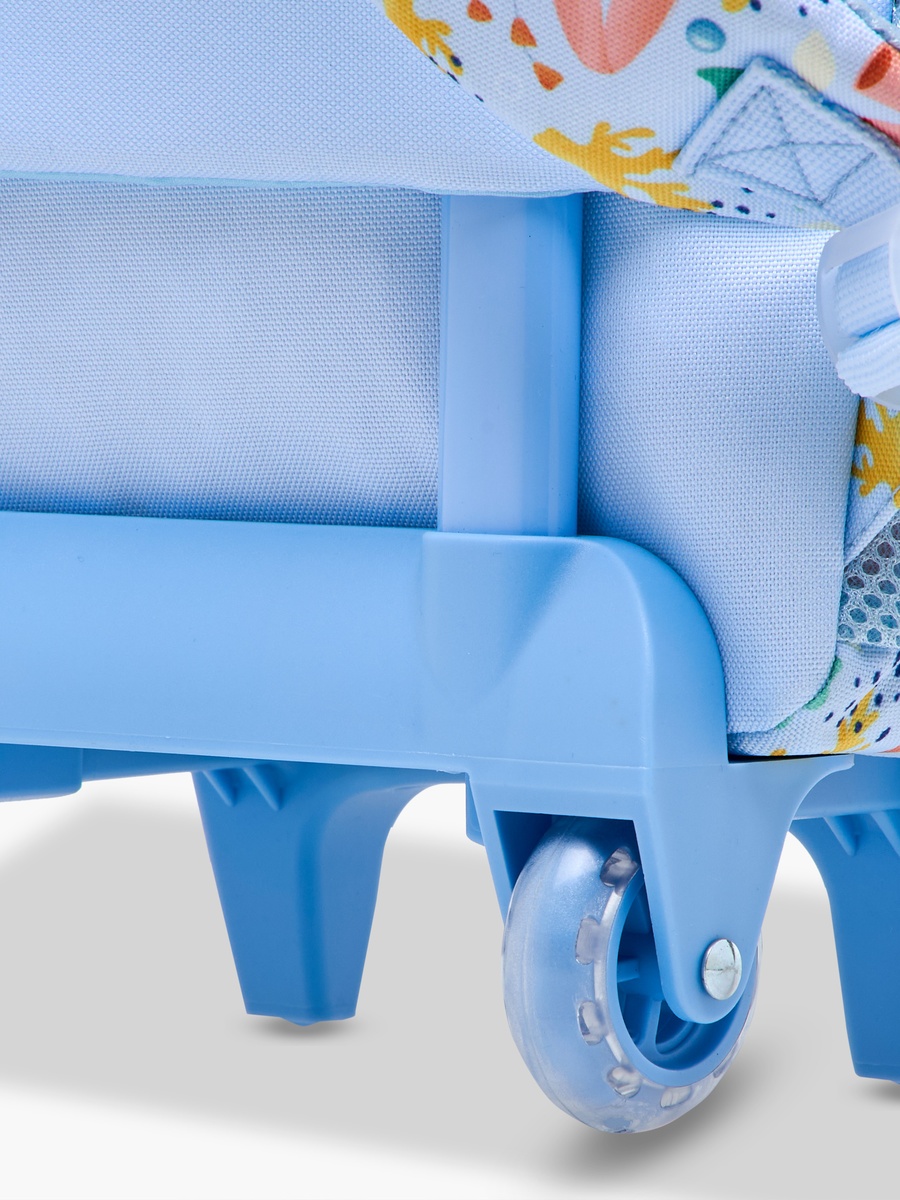 Printed Trolley Backpack with Retractable Handle and Zip Closure - 14 inches