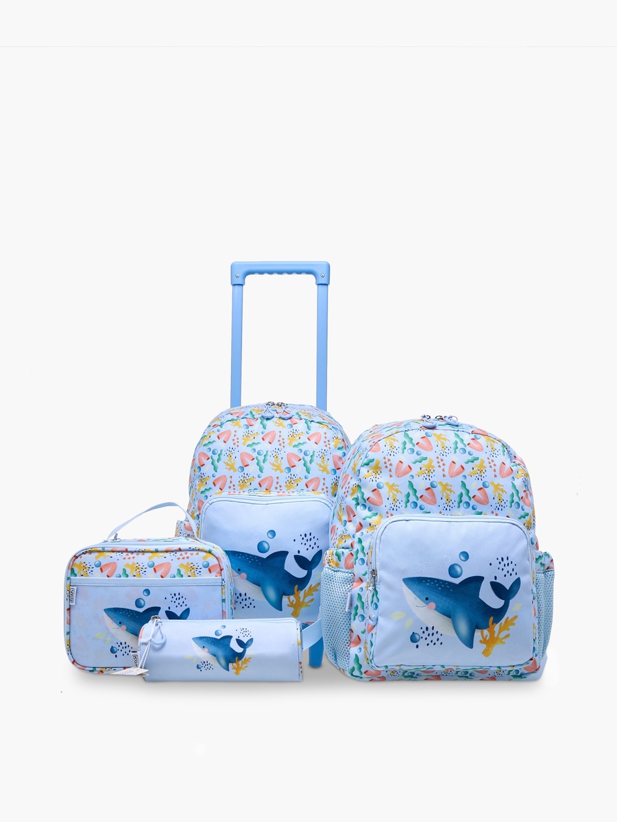 Printed Trolley Backpack with Retractable Handle and Zip Closure - 14 inches