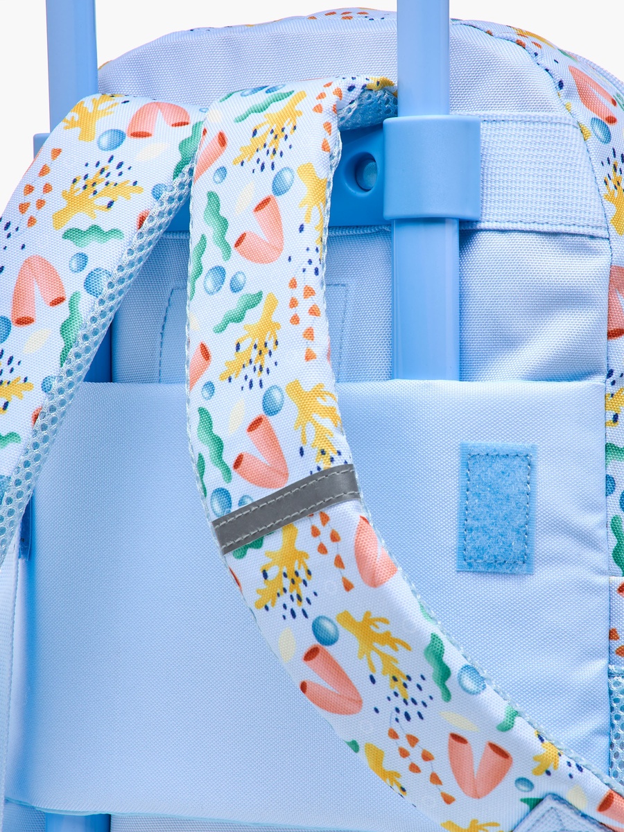 Printed Trolley Backpack with Retractable Handle and Zip Closure - 14 inches