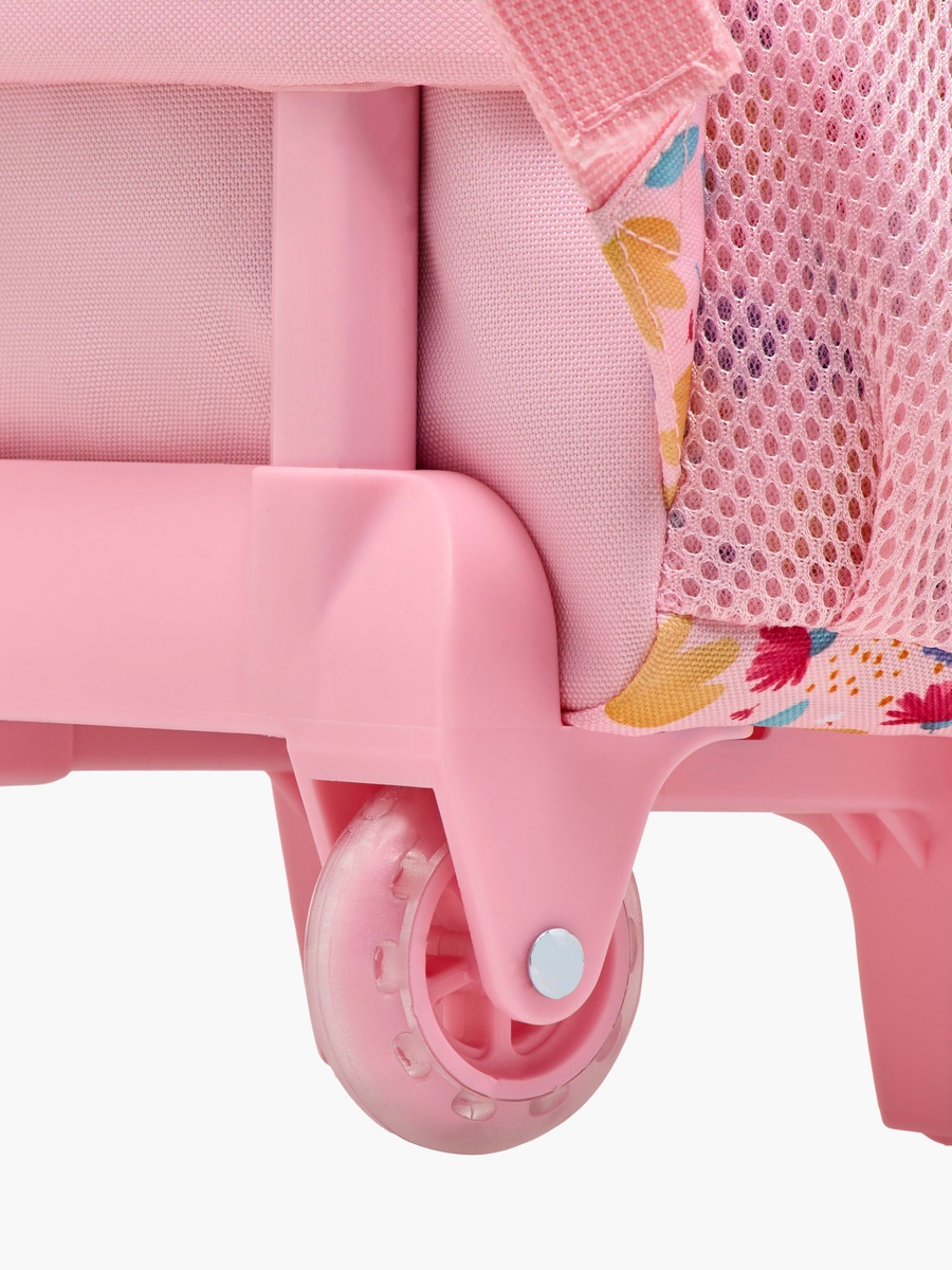Butterfly Print Trolley Backpack with Retractable Handle and Zip Closure