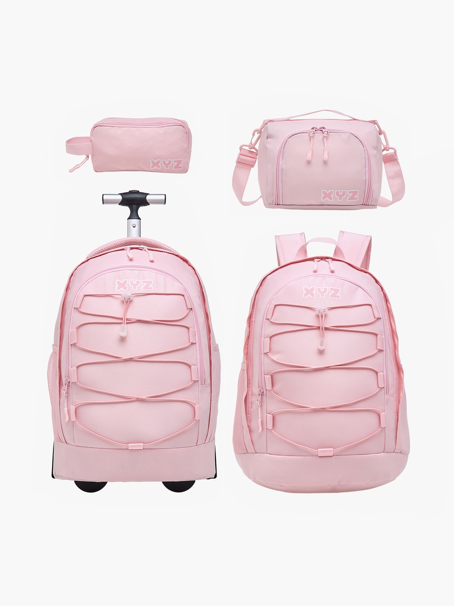 Logo Print Trolley Backpack with Retractable Handle - 18 inches