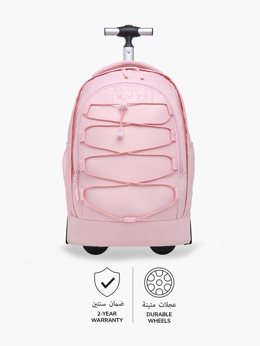 Logo Print Trolley Backpack with Retractable Handle - 18 inches