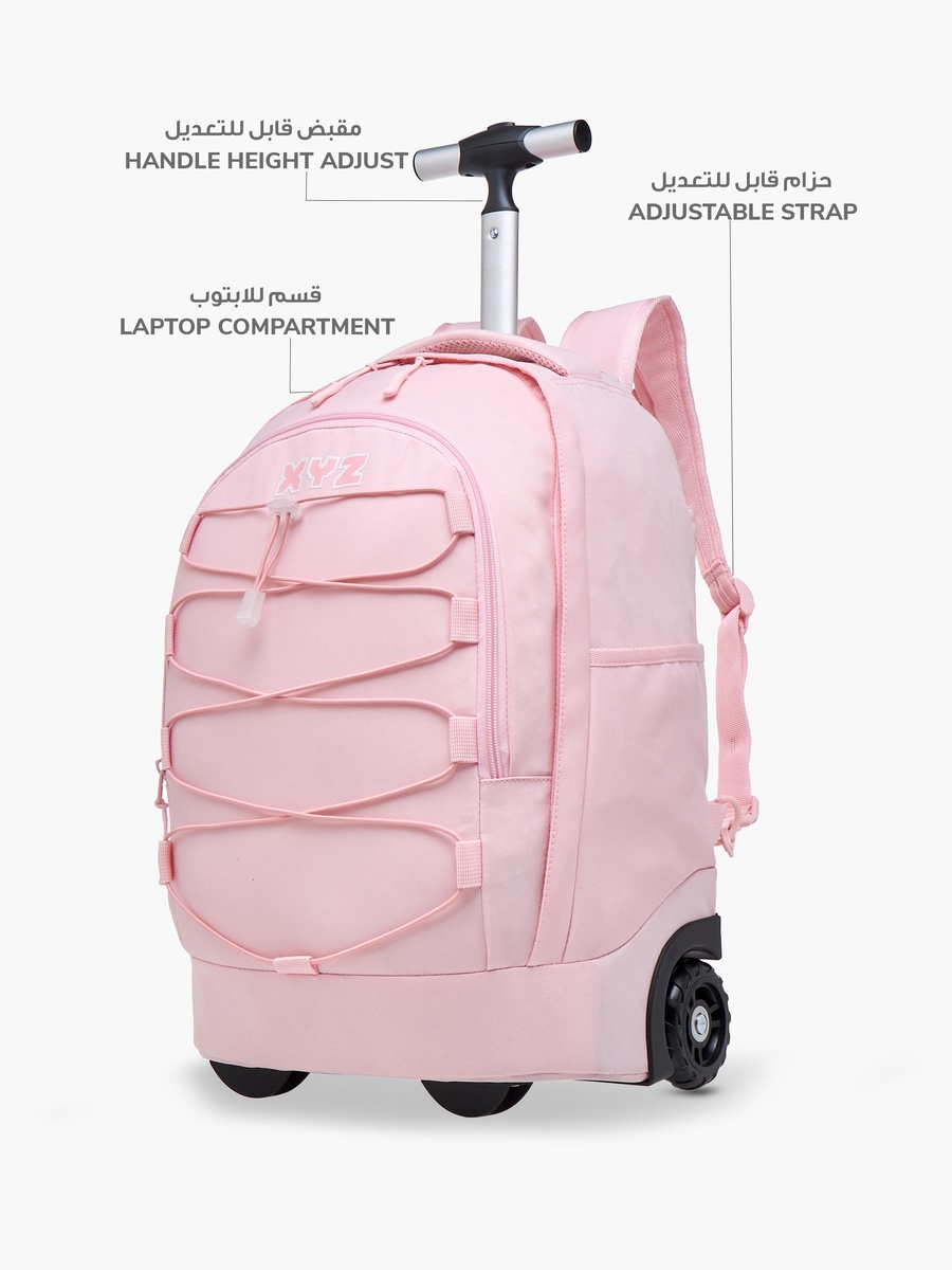Logo Print Trolley Backpack with Retractable Handle - 18 inches