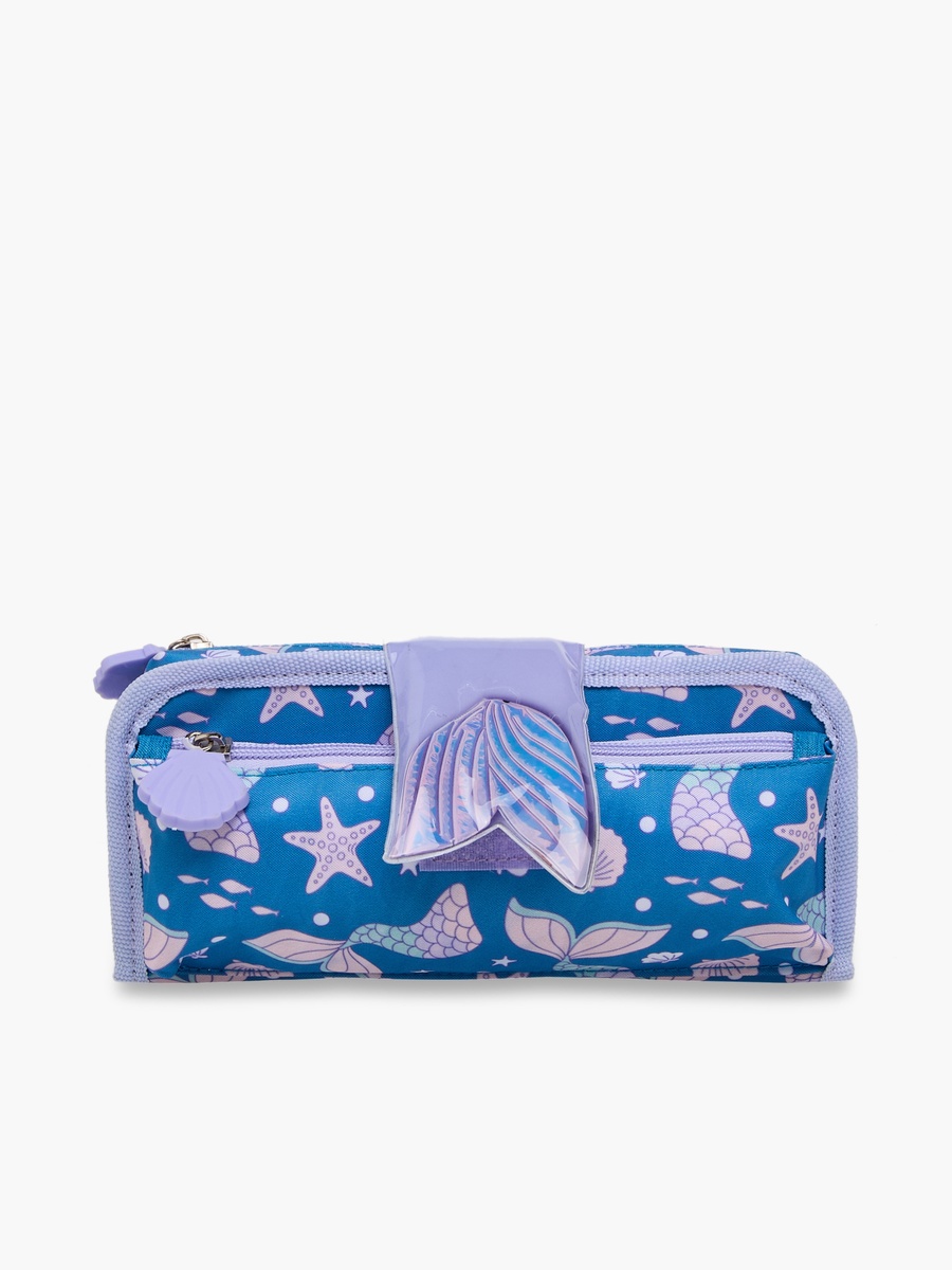 Mermaid Print Pencil Pouch with Zip Closure