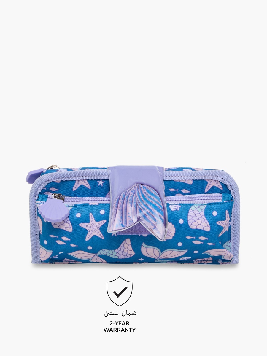 Mermaid Print Pencil Pouch with Zip Closure