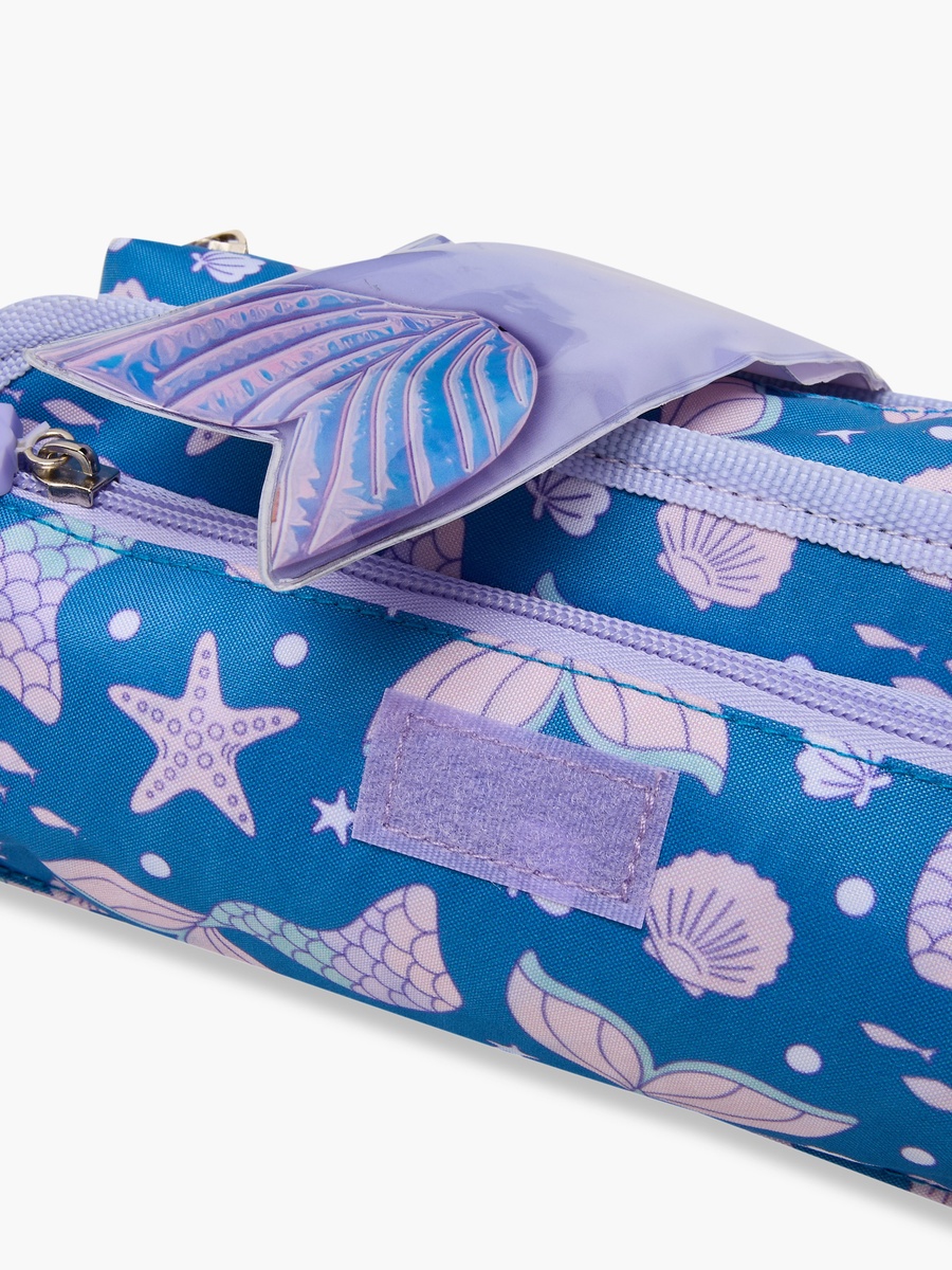Mermaid Print Pencil Pouch with Zip Closure