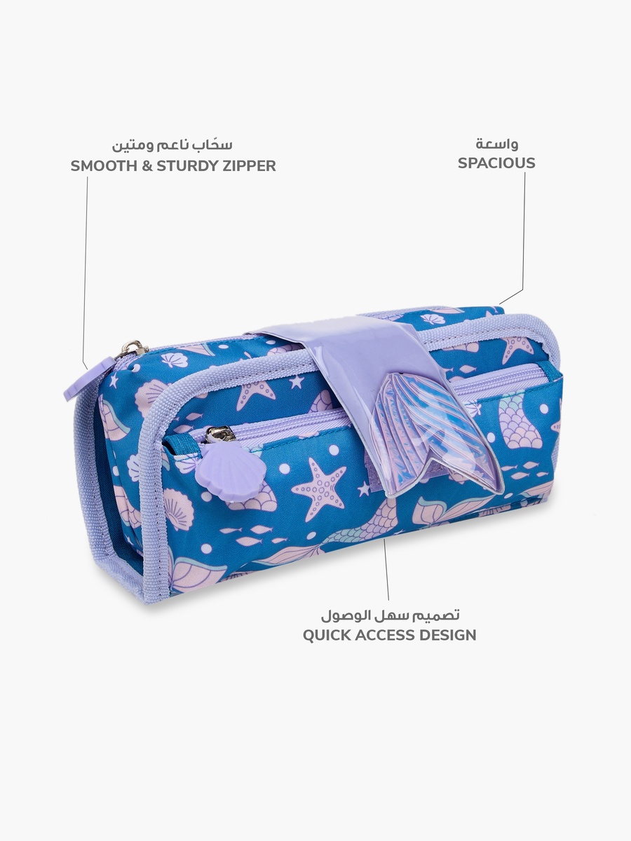 Mermaid Print Pencil Pouch with Zip Closure