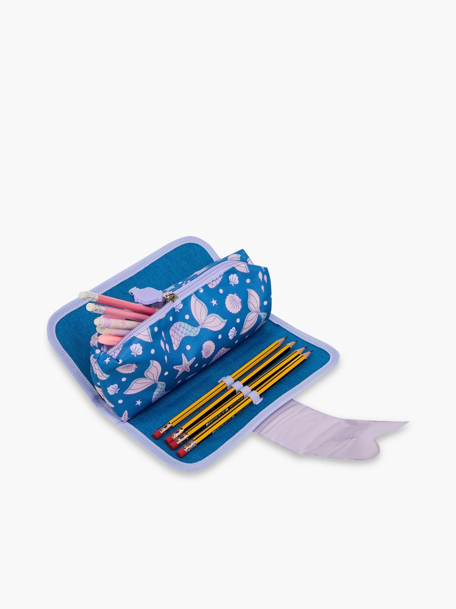 Mermaid Print Pencil Pouch with Zip Closure