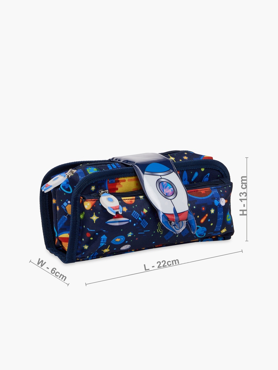 Spaceship Print Pencil Pouch with Zip Closure