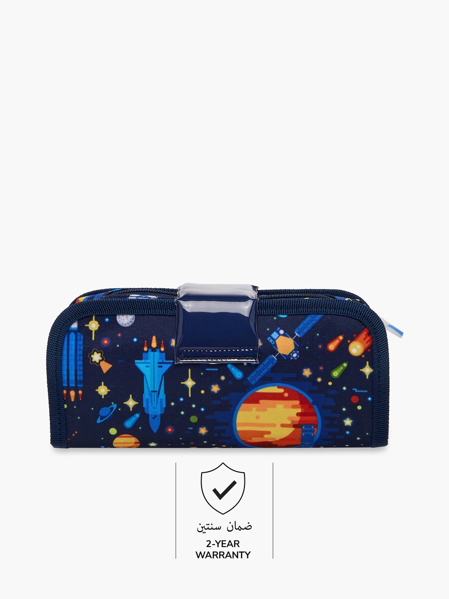 Spaceship Print Pencil Pouch with Zip Closure